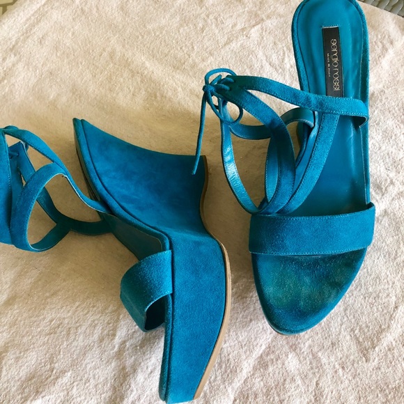 Sergio Rossi suede, platform wedge sandals US 7 - Picture 6 of 6